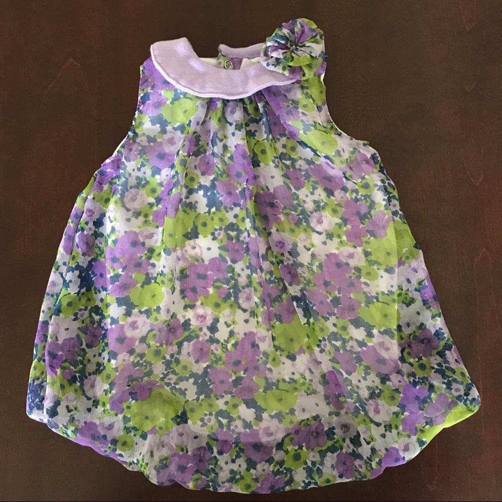 Baby girl purple and green floral dress
